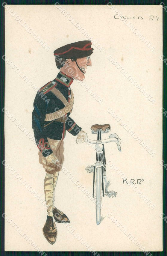 Military Soldier Uniform British Army Hand Painted signed V. R. cartolina XF9233 – fronte
