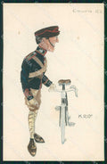 Military Soldier Uniform British Army Hand Painted signed V. R. cartolina XF9233 – fronte