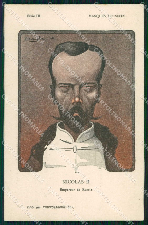 Reali Royalty Caricatura Nicolas II Czar RussiaDayle cartolina XF9238 – fronte
