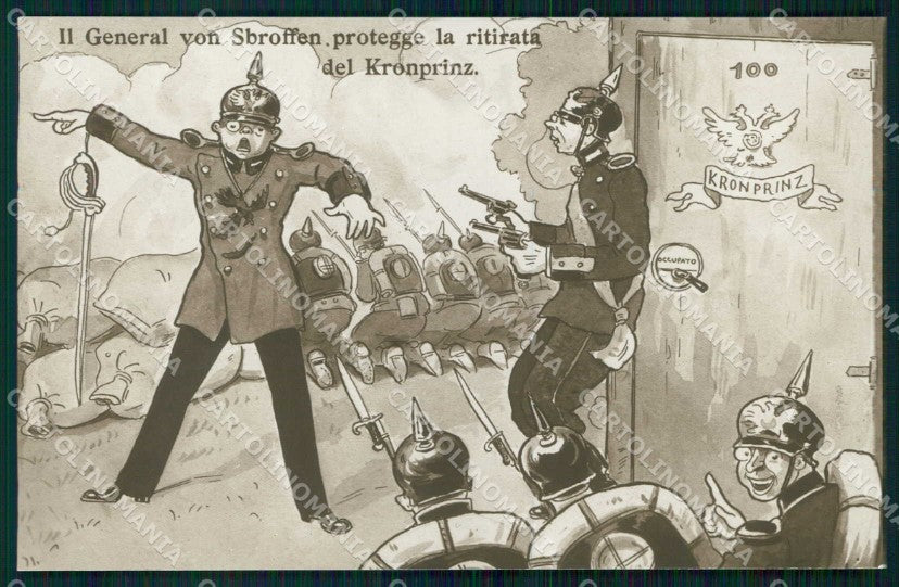 WWI WW1 Italian Propaganda Anti German Kronprinz Foto cartolina XF9284 – fronte