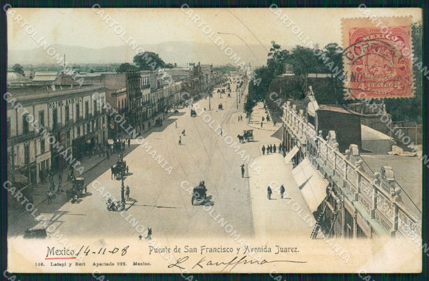 Mexico City Puente de San Francisco y Avenida Juarez postcard XP0016 – fronte