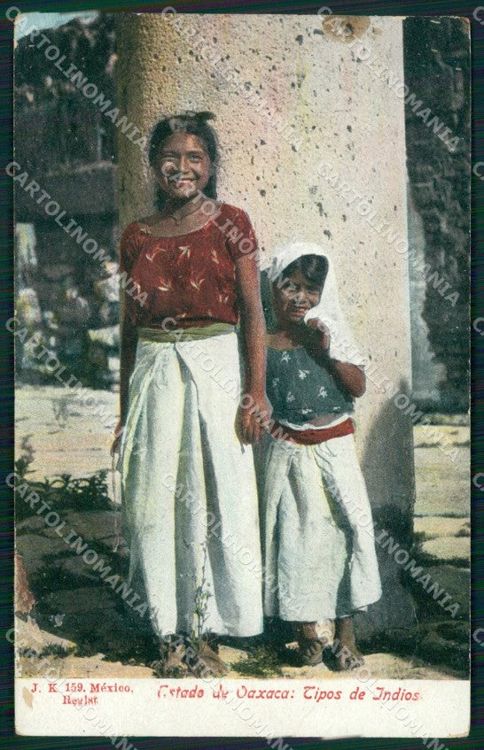 Mexico Oaxaca Types Ethnic Tipos de Indios ABRADED postcard XP0299 – fronte