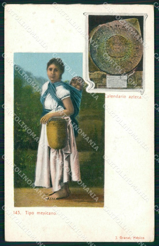 Mexico Types Ethnic Calendario Azteca postcard XP0301 – fronte