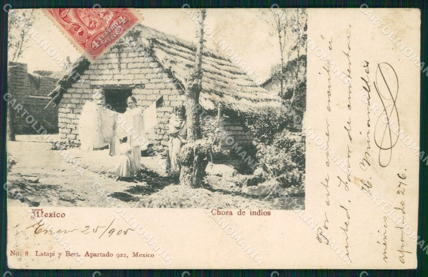 Mexico Ethnic Types Choza de Indios postcard XP0337 – fronte