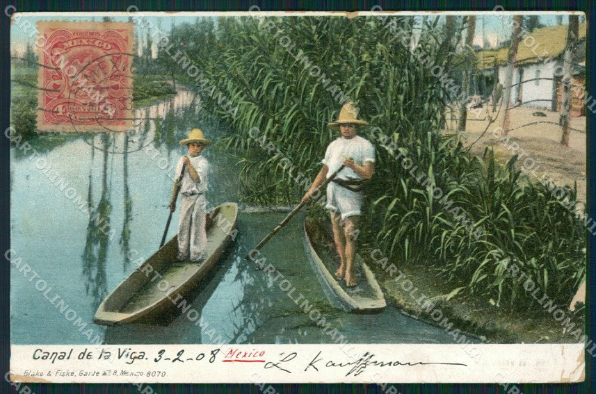 Mexico Canal de la Viga Types Ethnic CORNER CREASED postcard XP0357 – fronte
