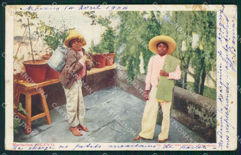 Mexico Types Ethnic Muchachos CORNER CREASED postcard XP0409 – fronte