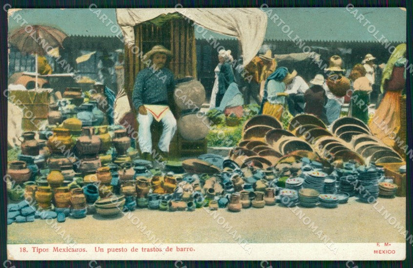 Mexico Types Ethnic Tipos Mexicanos Un Puesto de Trastos de Barro postcard XP044 – fronte