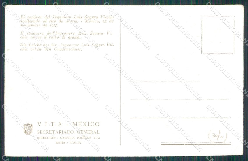 Mexico Luis Segura Vilchis Recibiendo el Tiro de Gracia postcard XP0452 – retro