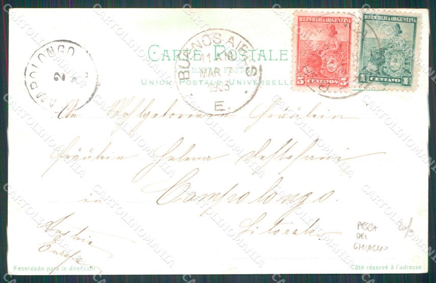 Argentina Puerto Ancho Estrecho de Magellanes Pesca de Hielo postcard XP0502 – retro