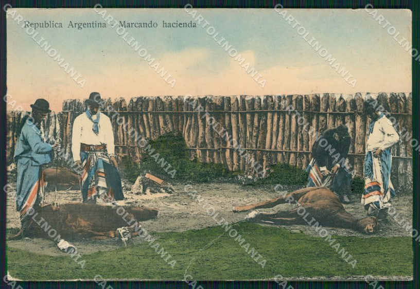 Argentina Types Ethnic Marcando Hacienda postcard XP0518 – fronte