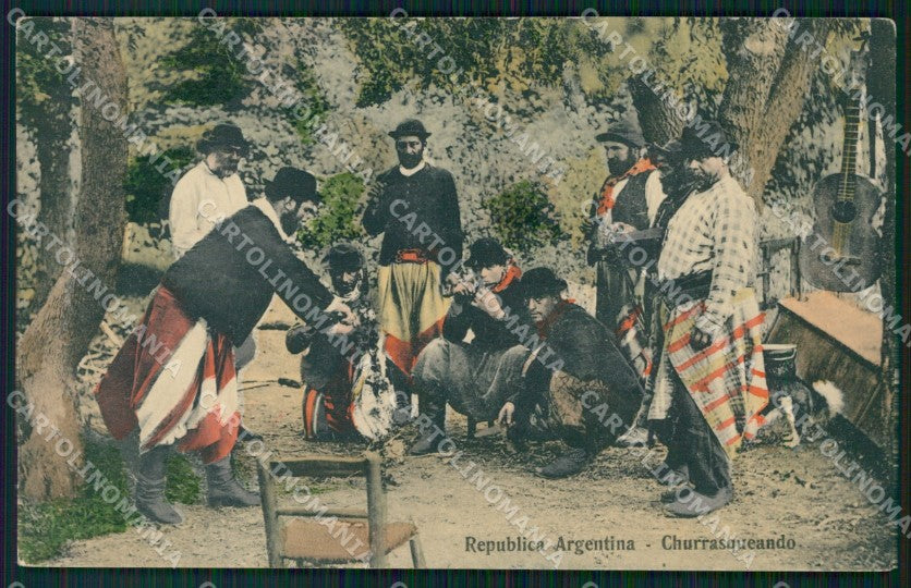 Argentina Types Ethnic Churrasqueando postcard XP0520 – fronte