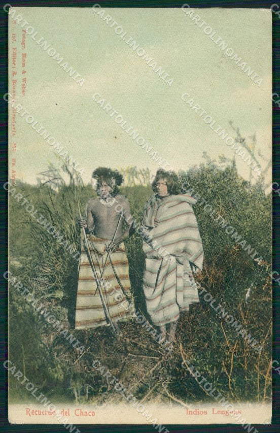 Argentina Ethnic Recuerdo del Chaco Indios Lenguas postcard XP0523 – fronte