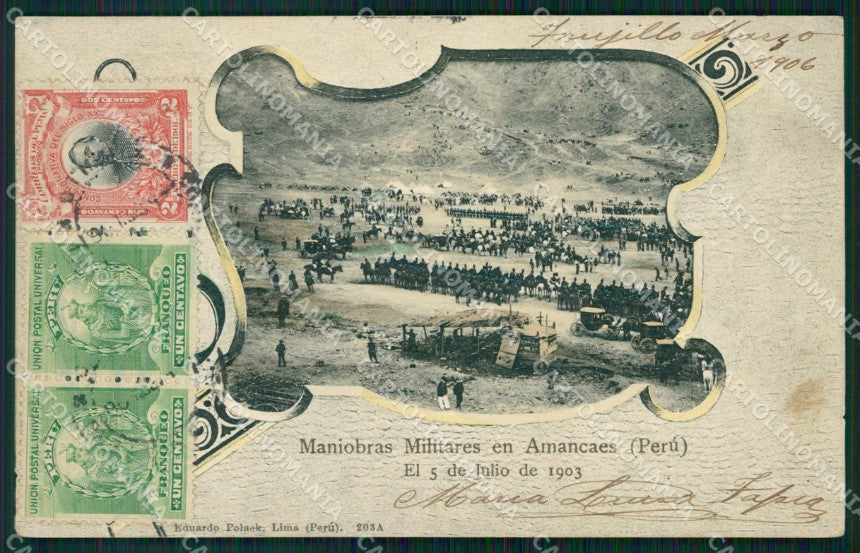Peru Maniobras Militares en Amancaes Military postcard XP0546 – fronte