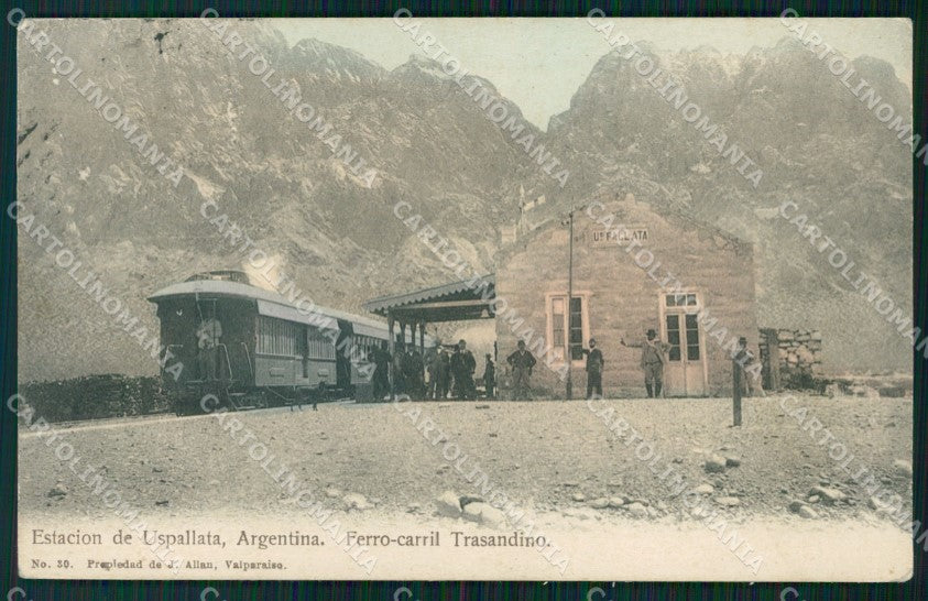 Argentina Uspatalla Estacion del Ferro Carril Trasandino postcard XP0592 – fronte