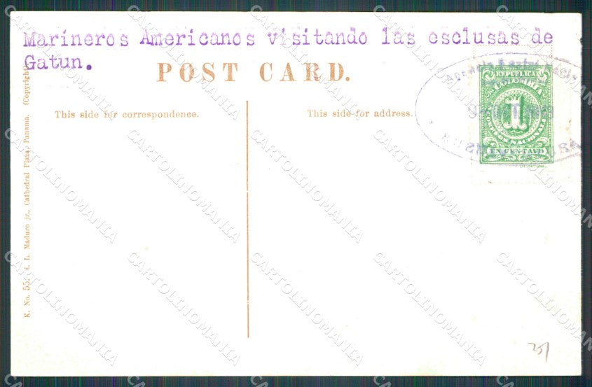 Panama American Sailors Visiting Gatun Locks postcard XP0626 – retro