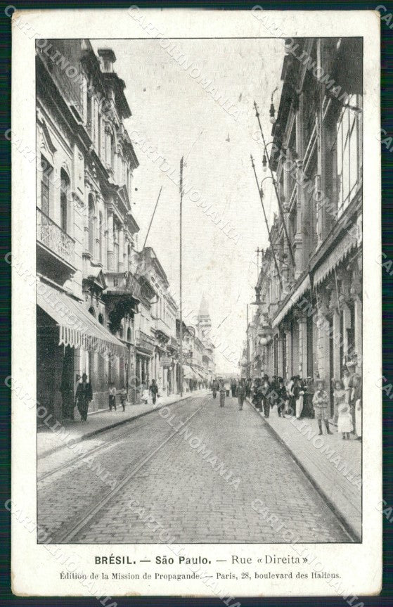 Brazil Sao Paulo Rue Direita postcard XP0658 – fronte