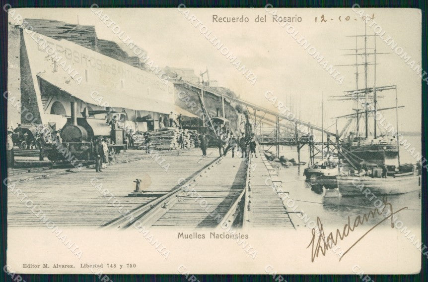 Argentina Rosario Muelles Nacionales postcard XP0673 – fronte