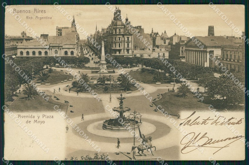 Argentina Buenos Aires Avenida y Plaza de Mayo postcard XP0712 – fronte