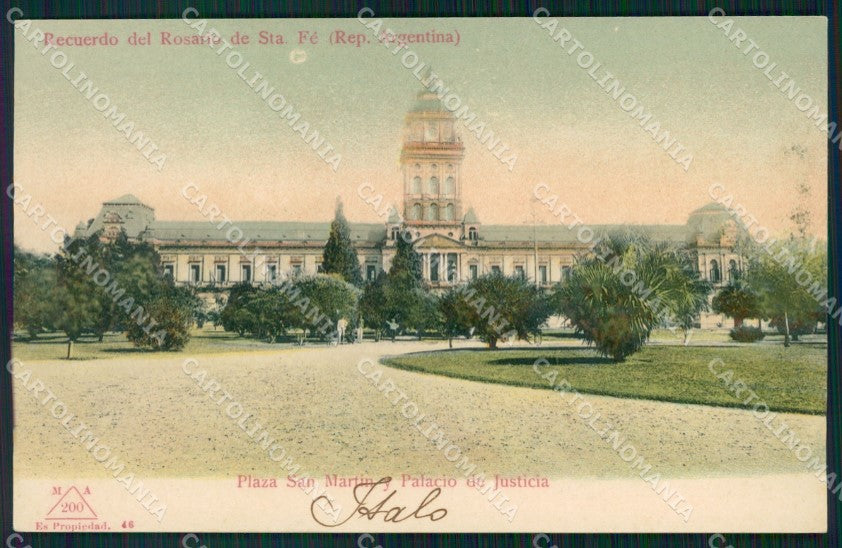 Argentina Rosario de Santa Fe Plaza San Martin y Palacio de Justicia postcard XP – fronte