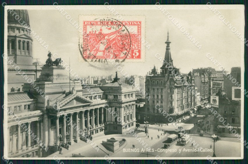 Argentina Buenos Aires Congreso y Avenida Callao RPPC postcard XP0859 – fronte