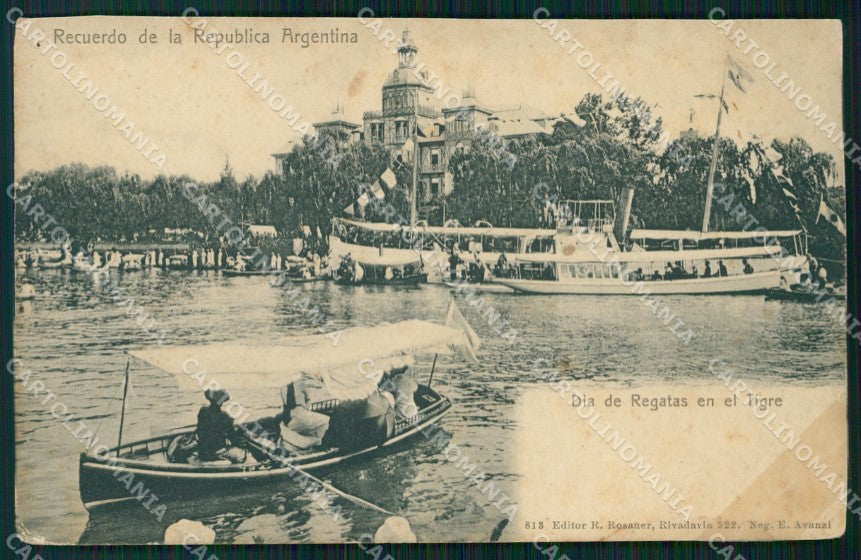 Argentina Dia de Regatas en el Tigre TRIMMED REPAIRED postcard XP0887 – fronte