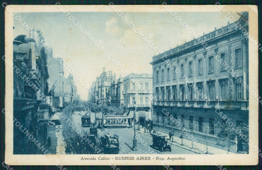 Argentina Buenos Aires Avenida Callao REPAIRED postcard XP0943 – fronte