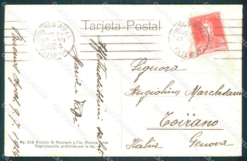 Argentina Buenos Aires Un Edificio del Paseo Colon ABRADED postcard XP0963 – retro