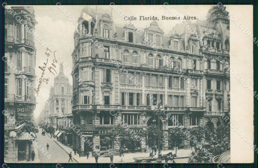 Argentina Buenos Aires Calle Florida ABRADED postcard XP1034 – fronte