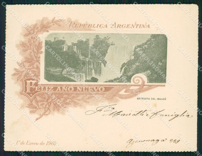 Argentina Cataratas del Iguazu Feliz Ano Nuevo postcard XP1078 – fronte