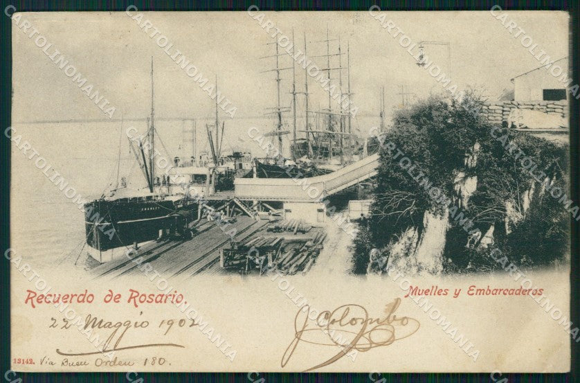 Argentina Rosario Muelles y Embarcaderos postcard XP1105 – fronte