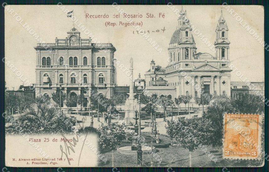 Argentina Rosario Plaza 25 de Mayo UNGLUED postcard XP1107 – fronte