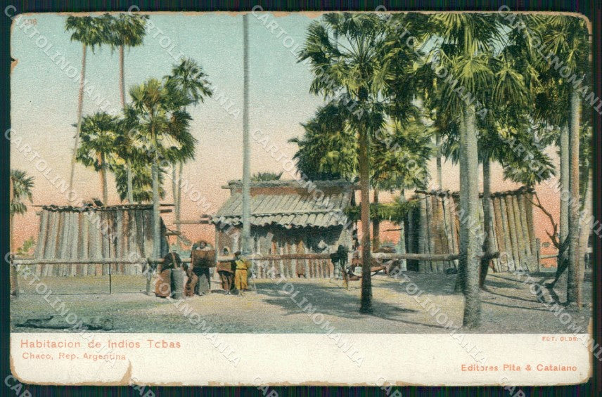 Argentina Chaco Habitacion de Indios Tobas Types Ethnic TEARED postcard XP1158 – fronte