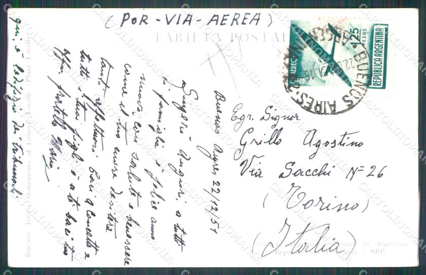 Argentina Buenos Aires Monumento General Lavalle postcard XP1272 – retro