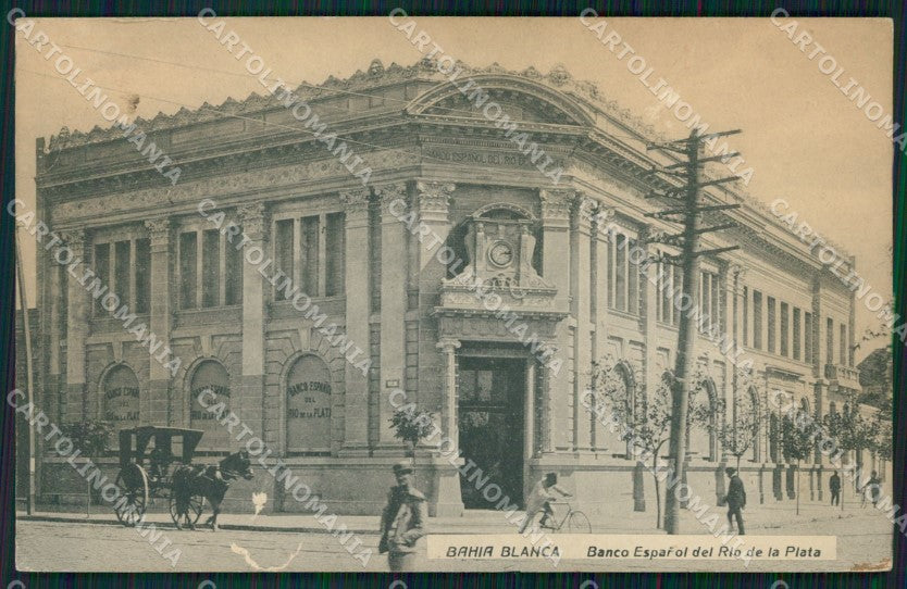 Argentina Bahia Bianca Banco Espanol Rio de la Plata ABRADED postcard XP1280 – fronte