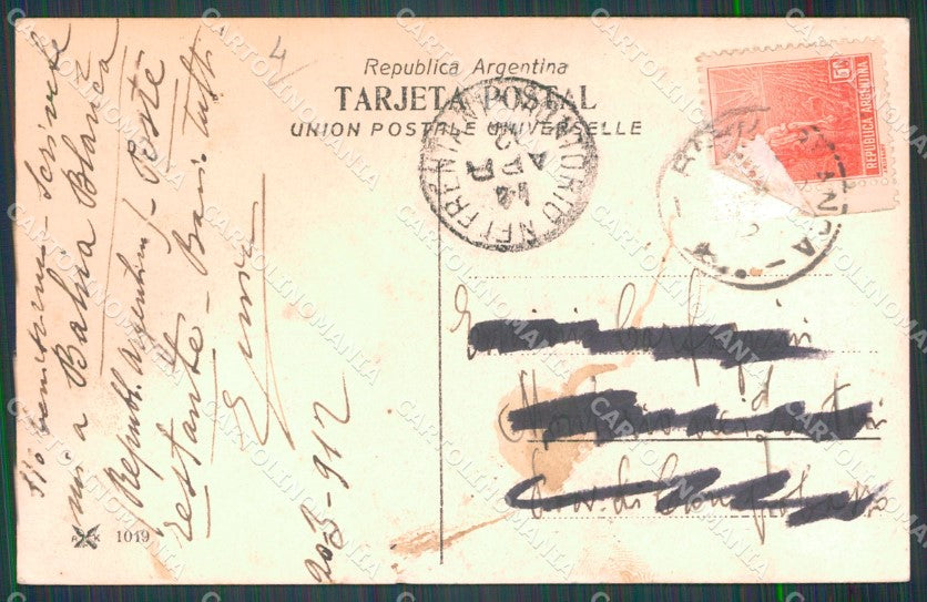 Argentina Bahia Bianca Banco Espanol Rio de la Plata ABRADED postcard XP1280 – retro