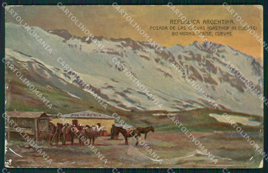 Argentina Posada de las Cuevas Buenos Aires a Valparaiso ABRADED postcard XP1355 – fronte