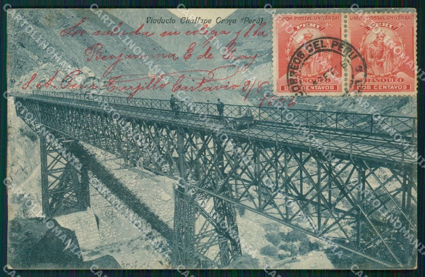 Peru La Oroya Viaducto Challape postcard XP1419 – fronte