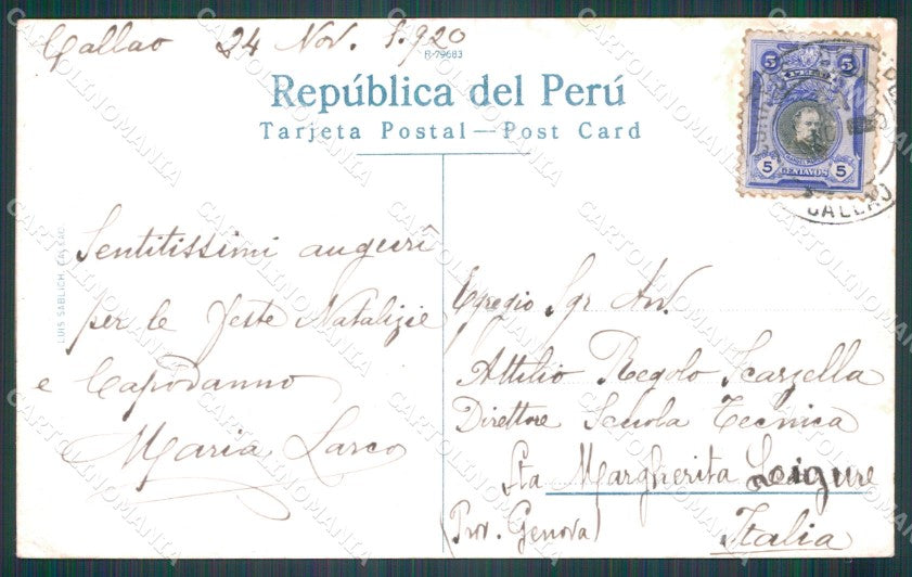Peru Callao Darsena CREASED postcard XP1436 – retro