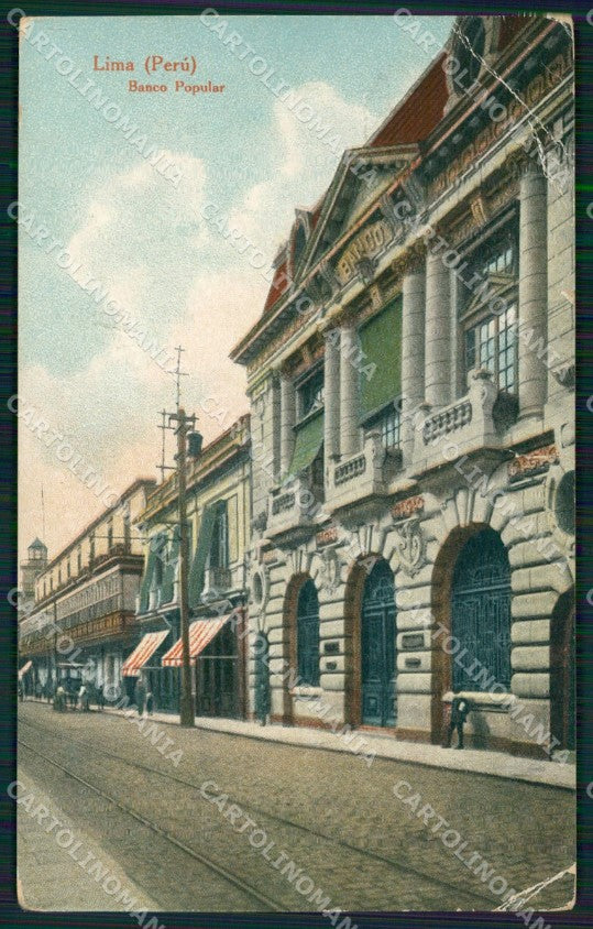 Peru Lima Banco Popular CREASED postcard XP1463 – fronte
