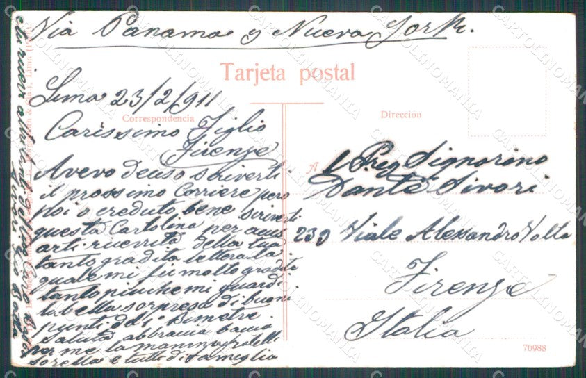 Peru Lima Monumento Bolognesi postcard XP1468 – retro