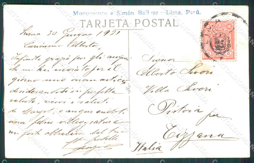 Peru Lima Monumento Bolivar RPPC postcard XP1498 – retro