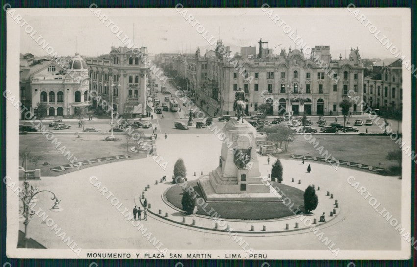 Peru Lima Monumento y Plaza San Martin RPPC postcard XP1531 – fronte