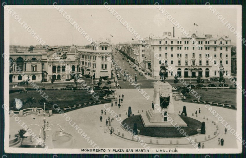 Peru Lima Monumento y Plaza San Martin RPPC postcard XP1534 – fronte