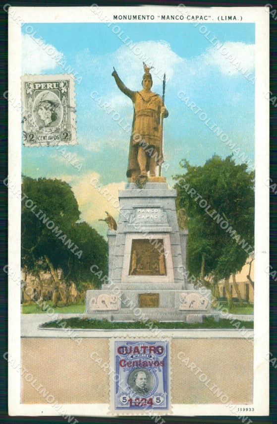 Peru Lima Monumento Manco Capac postcard XP1548 – fronte