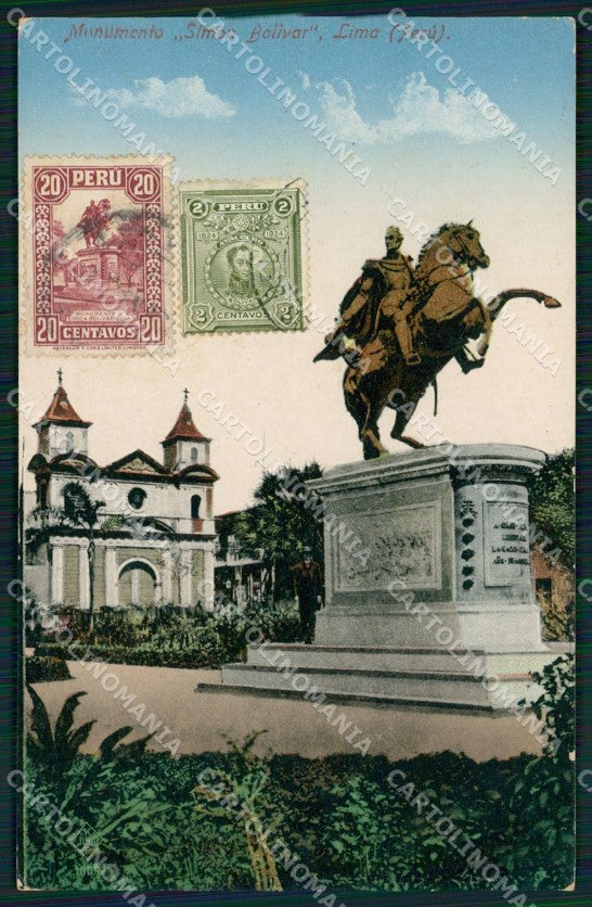 Peru Lima Monumento Simon Bolivar postcard XP1550 – fronte