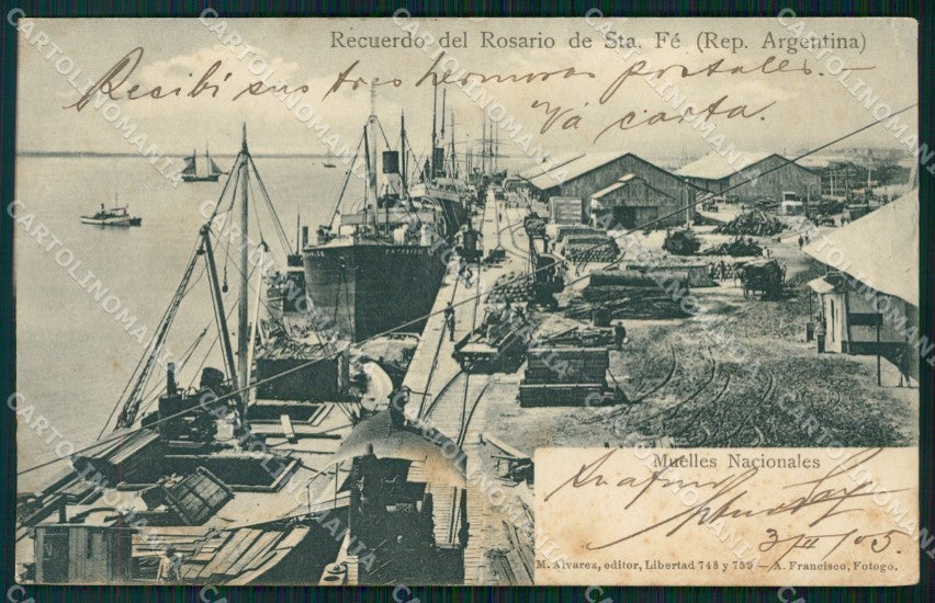 Argentina Rosario de Santa Fe Muelles Nacionales postcard XP1590 – fronte