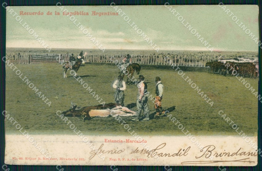 Argentina Types Ethnic Estancia Marcando postcard XP1608 – fronte