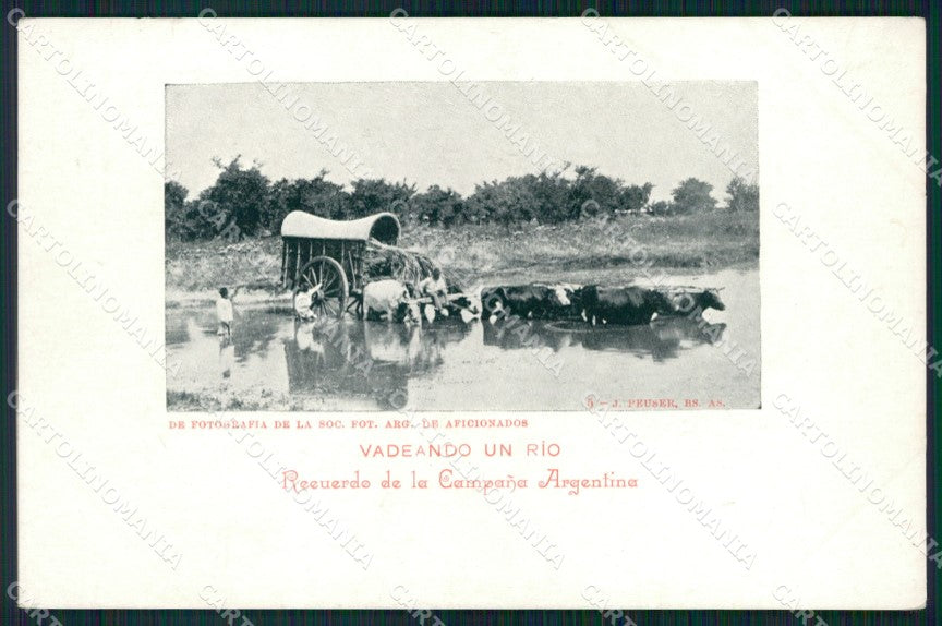 Argentina Types Ethnic Vadeando un Rio postcard XP1610 – fronte