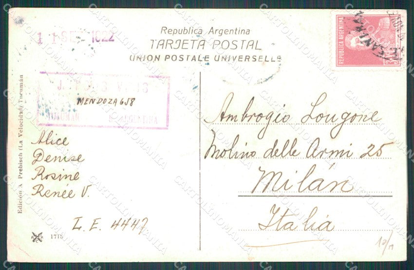 Argentina Tucuman Calle Mendoza ABRADED postcard XP1615 – retro