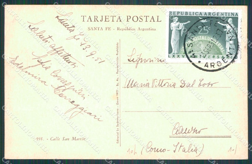 Argentina Santa Fe Calle San Martin postcard XP1626 – retro